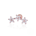wholesale S925 Sterling Silver Three Five-pointed Stars Snowflake Threaded Ear Stud, Cold Style Women's Ear Cartilage Stud-0-3