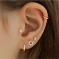 wholesale S925 Sterling Silver 16g Flat Head Threaded Cartilage Ear Stud With Floral Design, Minimalistins Style-0-1