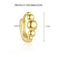 wholesale S925 Sterling Silver Farfan Round Bead Tassel Earrings, Retro Minimalist Cross-border Wholesale Set With Bracelet And Ring-E4807-Gold/Single 925 Silver