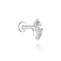wholesale S925 Sterling Silver Zircon-inlaid Natural Moonstone Flat Threaded Ear Cartilage Stud, Korean Style Niche Premium Jewelry-0-10