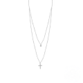 wholesale S925 Sterling Silver Double Layer Cross Star Moon Crystal Pearl Necklace For Women-0-6