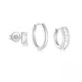 wholesale 925 Sterling Silver Zircon-studded Minimalist Ins Style Hoop Earrings And Stud Earring Set, A Popular European And American Niche Design-0-6
