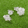 wholesale "S925 silver-plated white gold, matte textured flower earrings for women"-0-1