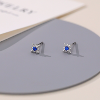 wholesale 925 Sterling Silver Blue Iris Flower Stud Earrings-Eight-pointed star/s925