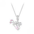 wholesale 925 Sterling Silver Pink Cubic Zirconia Golf Bag Ball Dangle Charm For Bracelets-0-4
