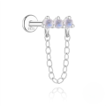 wholesale S925 Sterling Silver Zircon-inlaid Natural Moonstone Flat Threaded Ear Cartilage Stud, Korean Style Niche Premium Jewelry-0-15