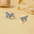 wholesale 925 Sterling Silver Black Plated Butterfly Stud Earrings For Women Vintage Jewelry-0-2