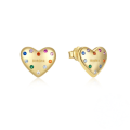 wholesale 925 Sterling Silver New Heart-shaped Colorful Zircon Enamel Drop Earrings,-0-4