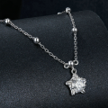 wholesale 925 Sterling Silver Cubic Zirconia Star Pendant Necklace Beaded Chain For Women-0-1