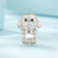 wholesale S925 sterling silver platinum-plated cute teddy bear charm bead bracelet dog beads-0-2