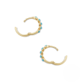 wholesale S925 Sterling Silver Turquoise Inlaid Zircon Ear Hoop, Classic And Versatile Ins Style Earring-0-4
