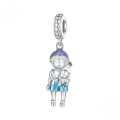 wholesale Sterling Silver 925 Fine Boy Girl Cat Pendant Beads Jewelry Charms-0-0