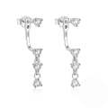 wholesale 925 Sterling Silver Double-wire Stone-inlaid C-shaped Back Earrings-0-4