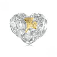 wholesale Metal Ginkgo & Maple leaf beads for autumn series bracelet charms kit.-undefined
