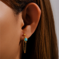 wholesale 925 Sterling Silver New Turquoise Bead Tassel Earring Ear Wire Ear Stud French Style Hot Sale-0-1