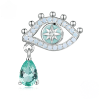 wholesale 925 Sterling Silver North Star Dangle Charm Blue Opal Bead For Bracelet-undefined