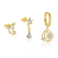 wholesale S925 Sterling Silver Star Moon Drop Zircon Earrings For Women,-0-0