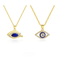 wholesale S925 Sterling Silver Cross-border Hit Deep Blue Evil Eye Zircon Necklace, Small-design Fashion Euro-american Collarbone Chain-0-0