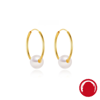 wholesale 925 Sterling Silver Exaggerated Large Hoop Earrings with Pearls, Hot-Selling in Europe and America, INS Trendy Minimalist Style-Gold-outer diameter 20MM 925 silver