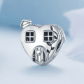 wholesale Viral S925 sterling silver heart-shaped house charm bead warm love beads-0-2