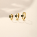 wholesale S925 Sterling Silver Light Luxury Natural Moss Agate Elegant Hoop Earrings, Korean Style Niche Classic Bestseller-0-3