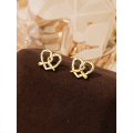 wholesale S925 Sterling Silver Alkaline Water Knot Hollow-out Heart Zircon Earrings, French-style, Niche, Versatile Cross-border-0-1