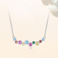 wholesale S925 Sterling Silver Rainbow Zircon Necklace, Women's Dopamine Design, Luxury Small Batch, Personality Collarbone Chain-0-1