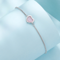 wholesale S925 sterling silver pink heart mother-of-pearl bracelet set with ring-0-2