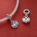 wholesale S925 sterling silver moonstone bracelet pendant loose beads lotus trending-0-1