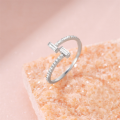 wholesale 925 Sterling Silver Letter Zircon Light Luxury Advanced Open Ring Ins Minimalist Style Versatile Fashion Exquisite Index Finger Ring-0-3