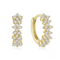 wholesale S925 Sterling Silver Super Sparkly Single Row Petal Zircon-studded Ear Hoop Clasp Earrings For Women,-0-0