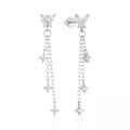 wholesale S925 Sterling Silver Chain Butterfly Tassel Zircon Inlaid Earrings, Korean Style, Unique, And Sophisticated-0-5