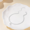 wholesale S925 Sterling Silver Adjustable Double-layer Cauliflower Chain With Pearl Pendant, Unisex Foot Anklet-0-4