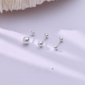 wholesale 925 Sterling Silver Geometric Bean Stud Earrings Minimalist Fashion Versatile Ear Bone Piercing Sleep-friendly Ear Care Ear Helix Piercing-0-4