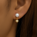 wholesale S925 Sterling Silver Star Moon Pearl Moonstone Zircon Inlaid Stud Earrings,-0-3
