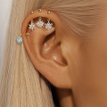 wholesale S925 Sterling Silver Irregular Marquise Heart Floral Beaded Threaded Ear Cuff With Zircon Accents-0-1