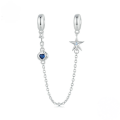 wholesale Metal: Ocean starfish silicone safety chain bracelet with S925 sterling silver platinum-plated beads-0-0