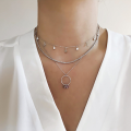 wholesale S925 Sterling Silver Star And Single Zircon Layering Collarbone Necklace, Korean Style Fashion Design, Ins Light Luxury Advanced Feel-0-2