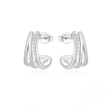 wholesale 925 Sterling Silver C-shaped Wave Single Row Zircon Accent Earrings, Cross-border Hot Seller, Classic Versatile Irregular Hoops-0-7