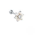 wholesale S925 Sterling Silver Flower With Crystal Rhinestones, Pearl, Ins Style Threaded Ear Stud, Hot-selling Body Piercing Ear Cartilage Stud-0-4
