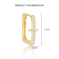 wholesale S925 Sterling Silver Geometric Square Earrings With Star-shaped Zircon, Fashionable And Light Luxury,。-E5014-Gold/Single 925 Silver