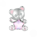 wholesale Sterling silver, cute pink star bear beads, jewelry making accessories charms-0-1