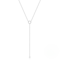 wholesale S925 Sterling Silver Minimalist Round Ring Pendant Necklace, Ins Adjustable Chain, Lightweight Luxury Design Versatile Accessory-0-4