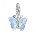 wholesale Sterling silver S925 resin zircon aurora butterfly pendant bracelet, unique insect charm-0-0