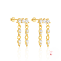 wholesale S925 Sterling Silver Love Moon Zircon Earrings With Pearl Chain Tassel-0-4