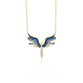 wholesale 925 Sterling Silver Small Wing Necklace With Inlaid Crystals, Women'sins-0-0