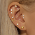 wholesale 925 Sterling Silver Star With Inlaid Zircon Streamer Cartilage Spiral Ear Stud, Popular In Europe And America-0-1