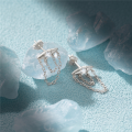 wholesale 925 Sterling Silver Hot-selling Double Chain Tassel Zircon Studded Rivet Versatile Earrings-0-3
