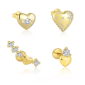 wholesale S925 Sterling Silver Hot-sale Wholesale Set: Distant Heart Micro-inlaid Stud Earrings, Minimalist Design-0-0