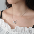 wholesale Sterling Silver S925 Bow Jewelry Set Earrings Ring Necklace Bracelet (4-piece)-0-2